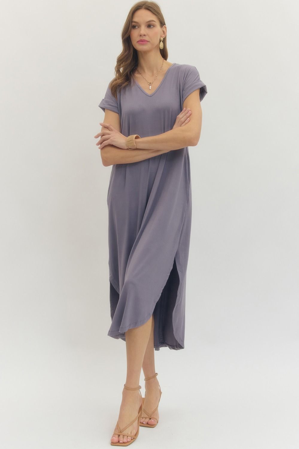 Jersey V Neck Maxi Dress