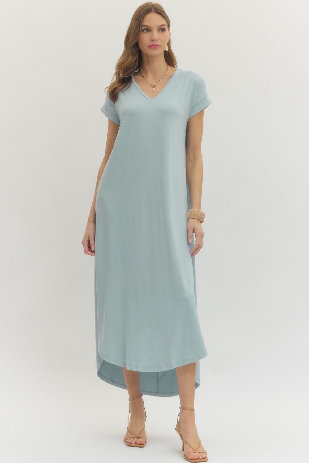 Jersey V Neck Maxi Dress