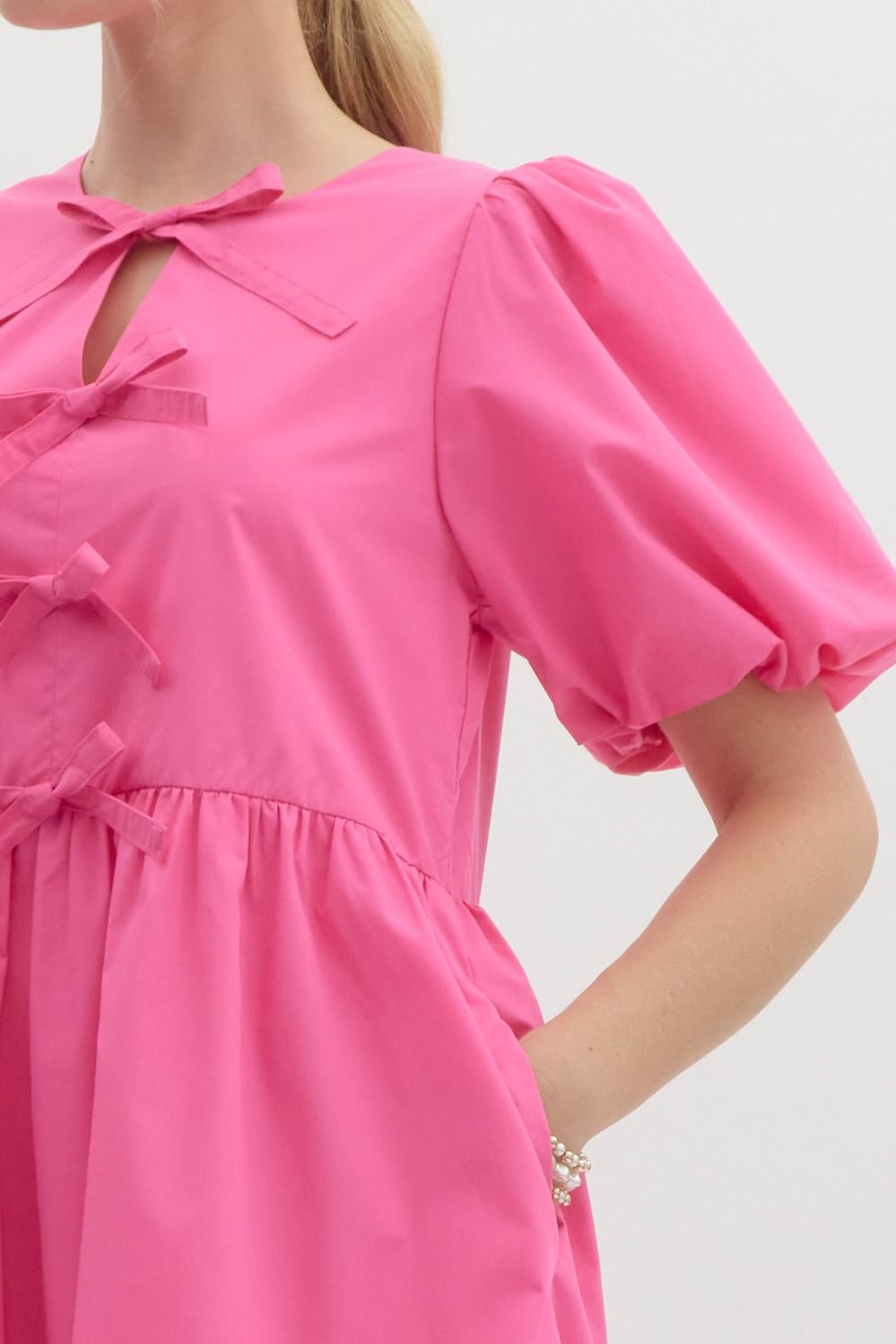 Sale Bow Bubble Mini Dress