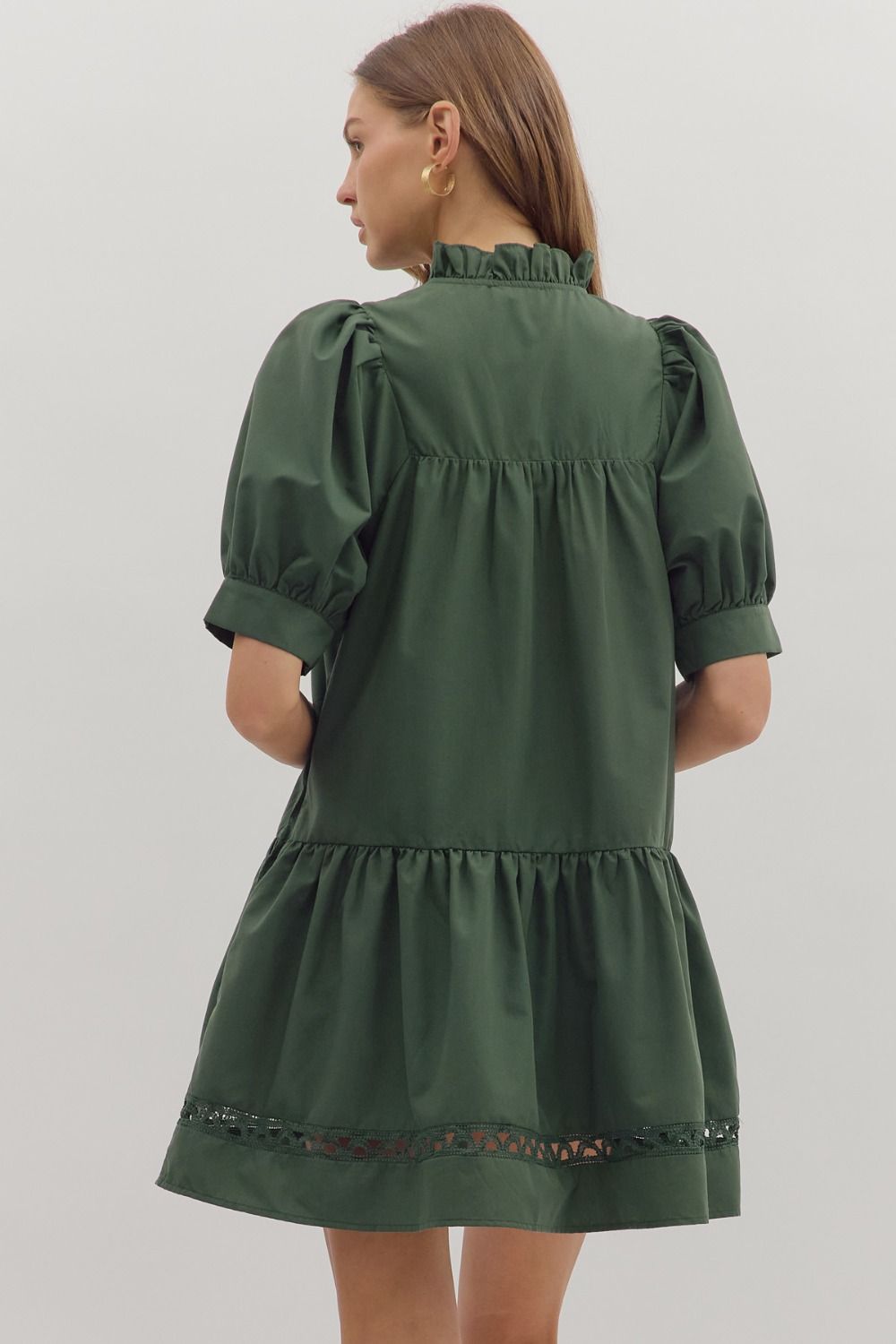 Green Scallop Trim Dress