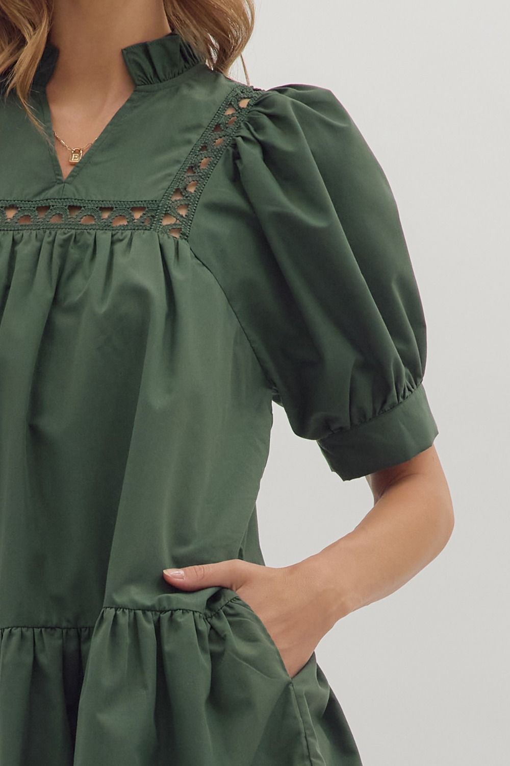 Green Scallop Trim Dress
