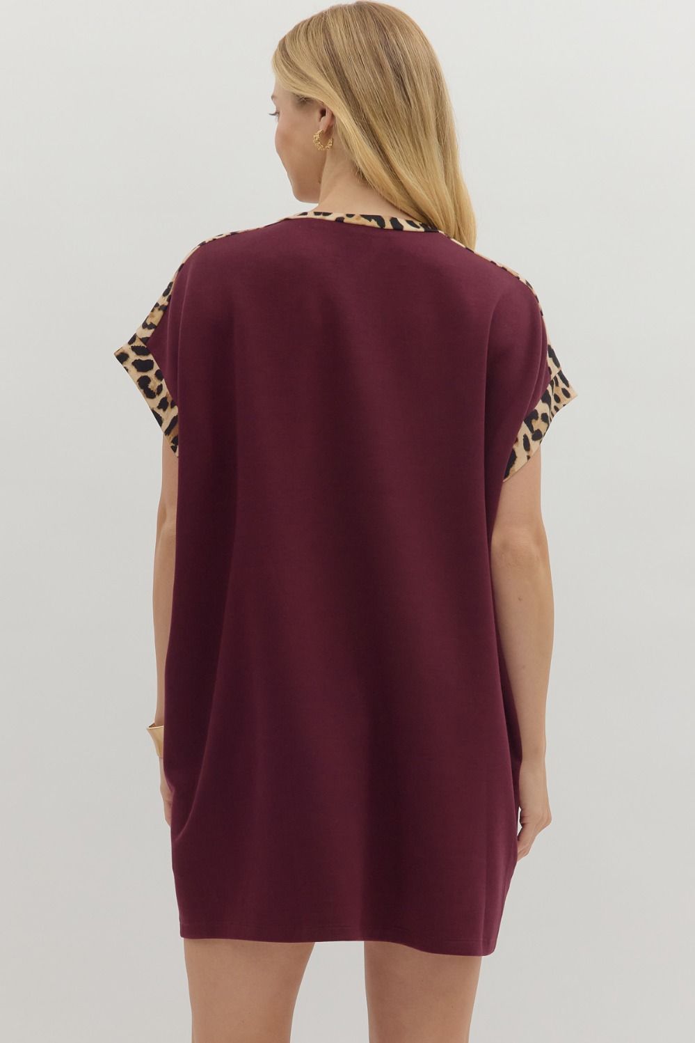 Plum Leopard Trim Dress