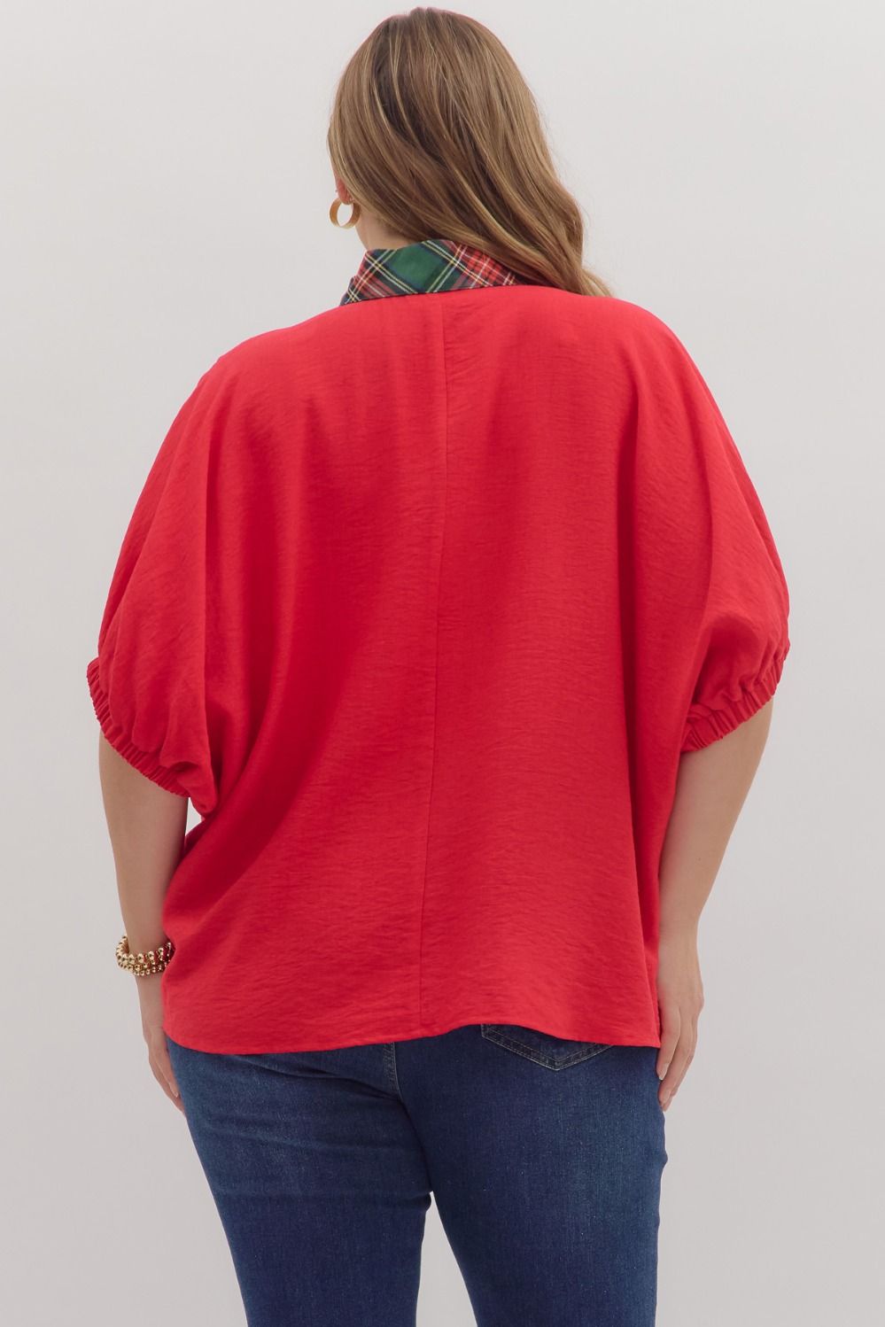 PS Plaid V-Neck Top