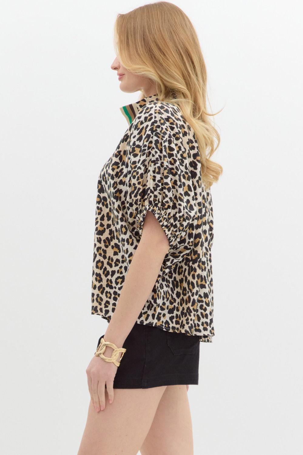 Leopard Camel Top