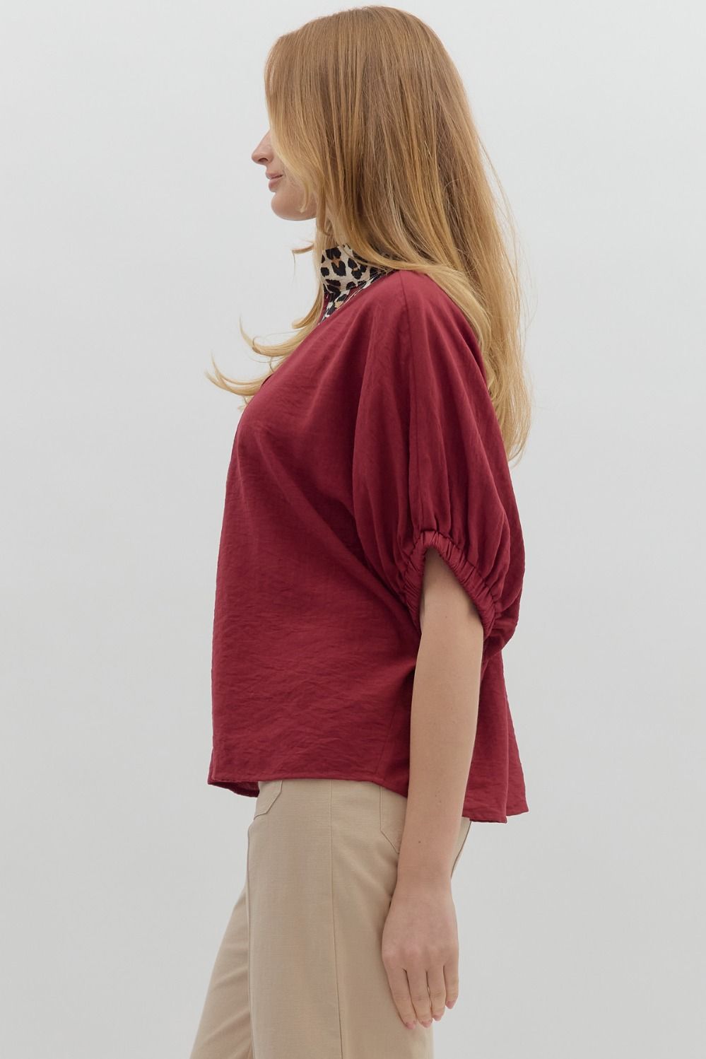 Garnet Leopard Trim Top