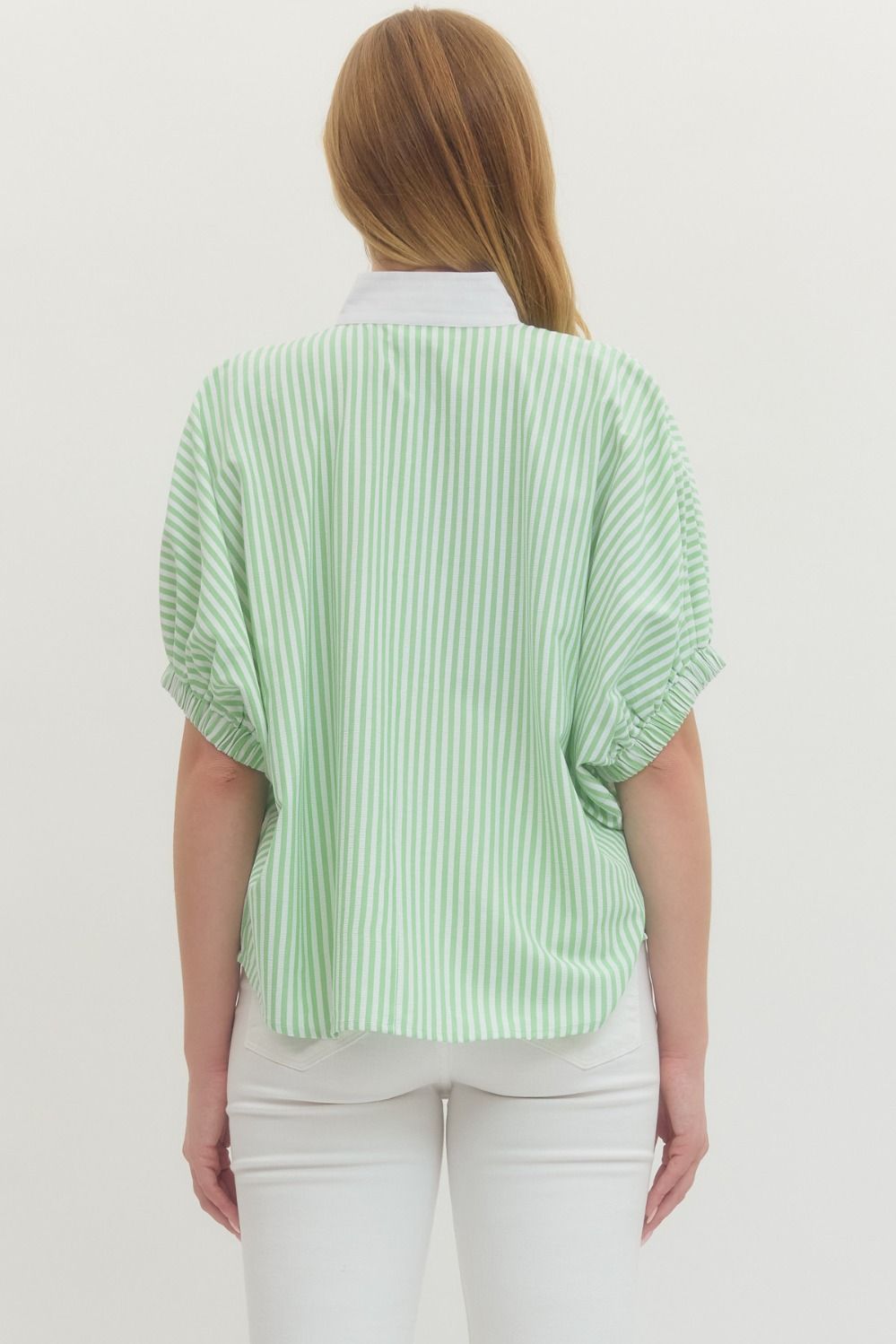 Green Dolman Striped Top