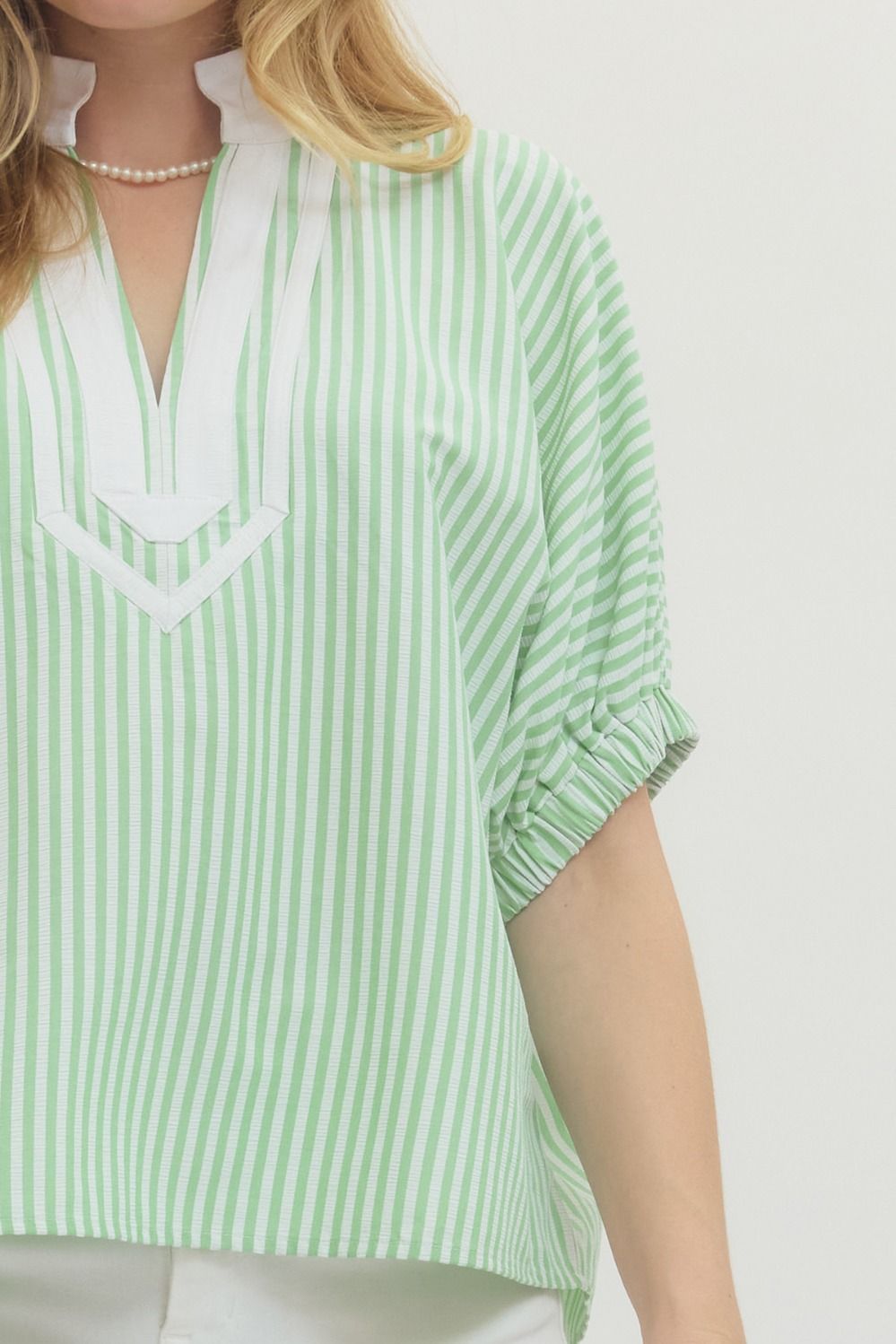 Green Dolman Striped Top