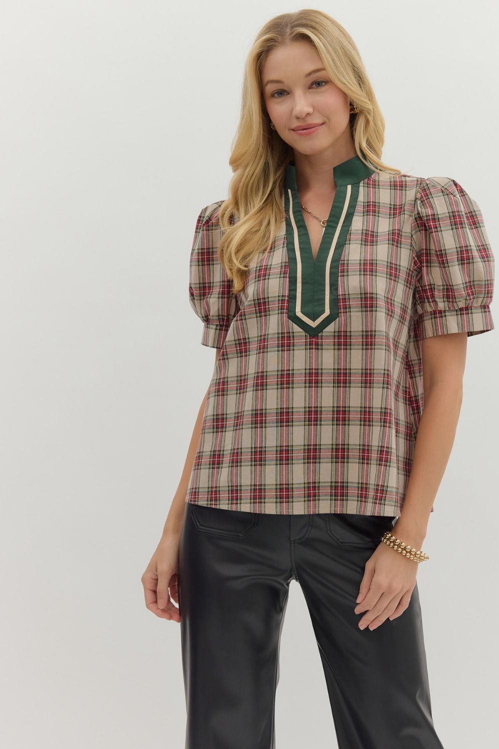 Plaid Caftan Top
