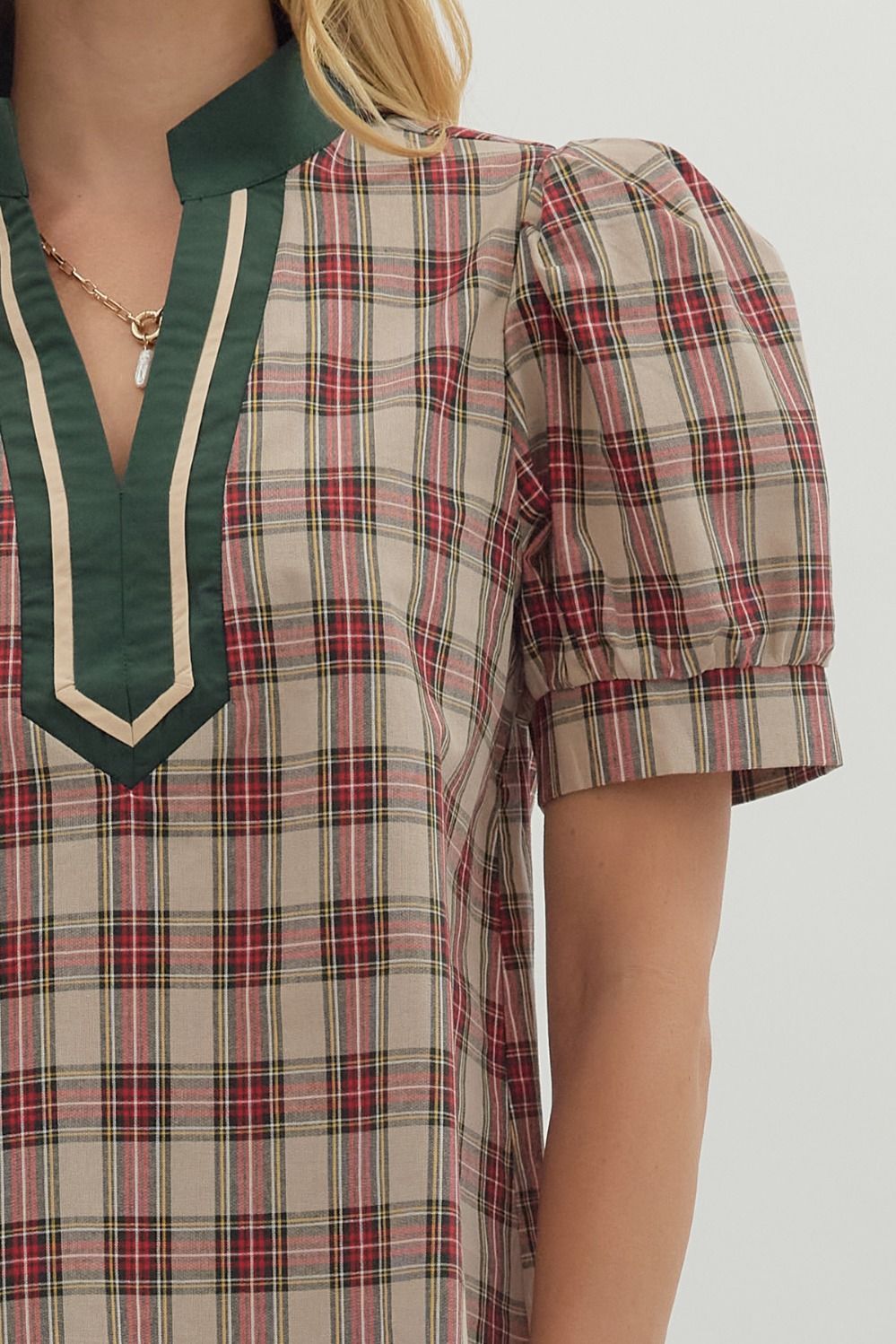 Plaid Caftan Top