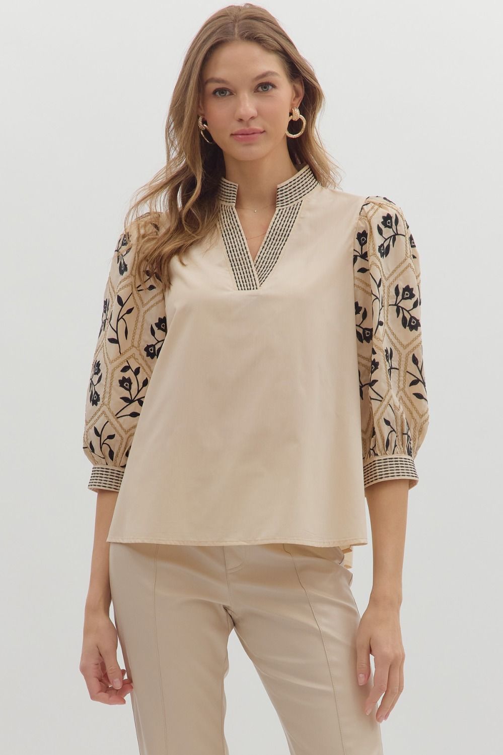 Cream Embroidered Top
