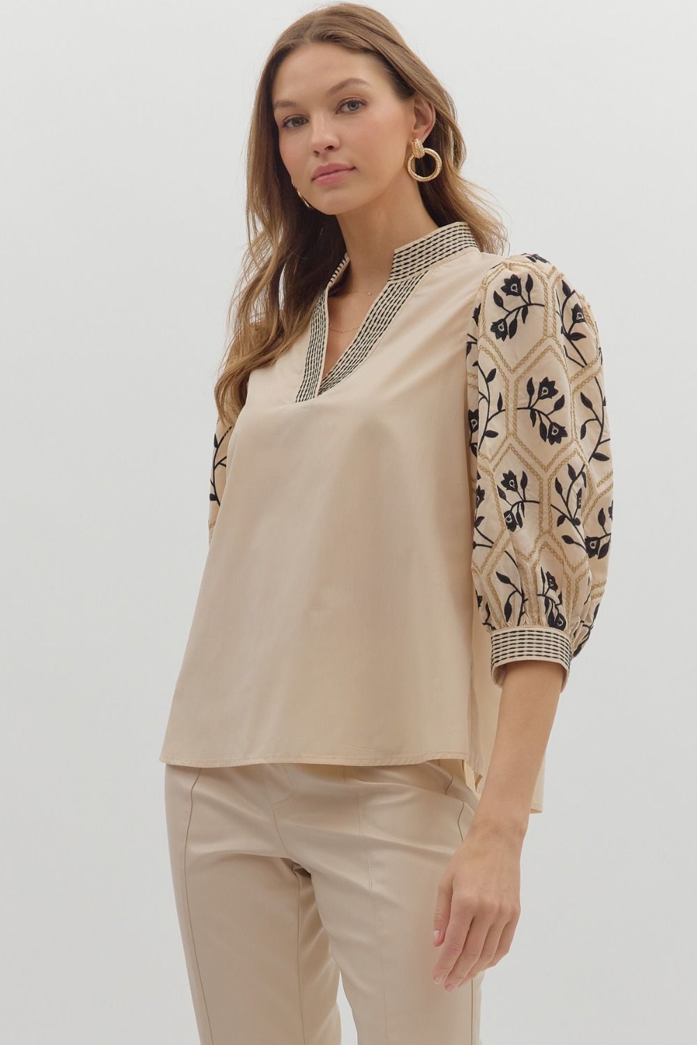 Cream Embroidered Top