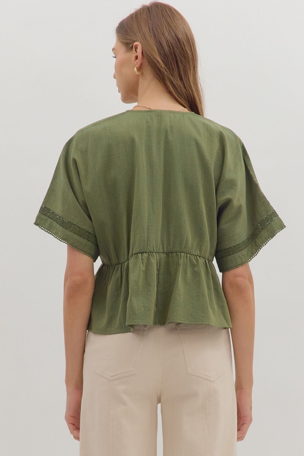 Lace Trim Peplum Top