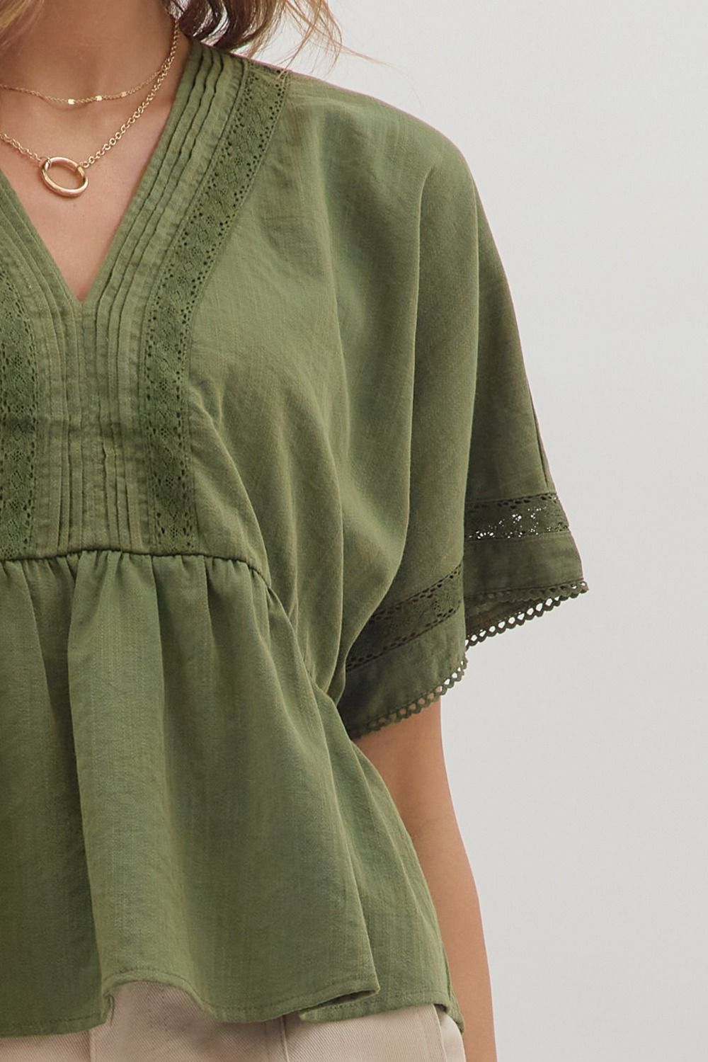 Lace Trim Peplum Top
