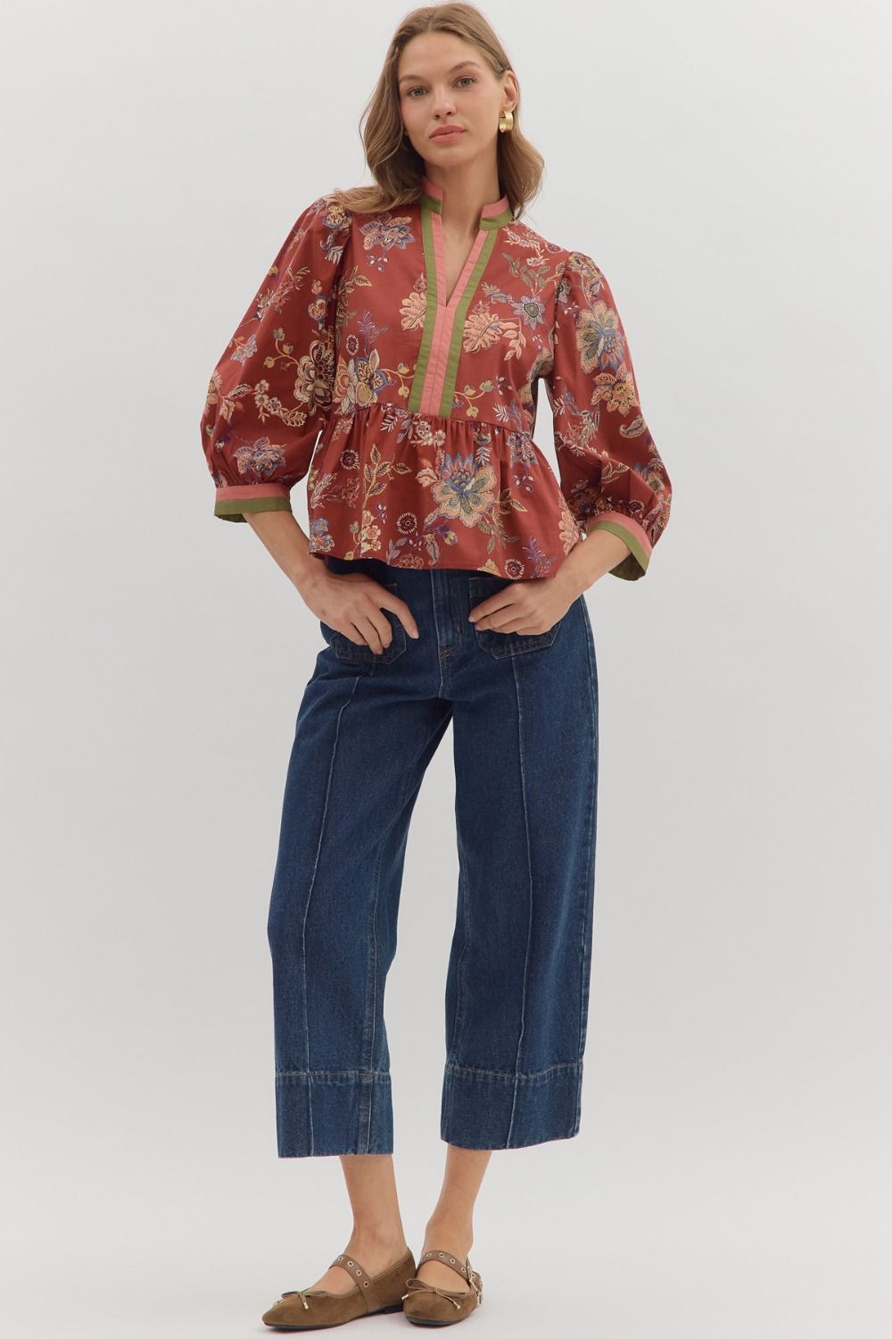 Burgundy Botanical Top