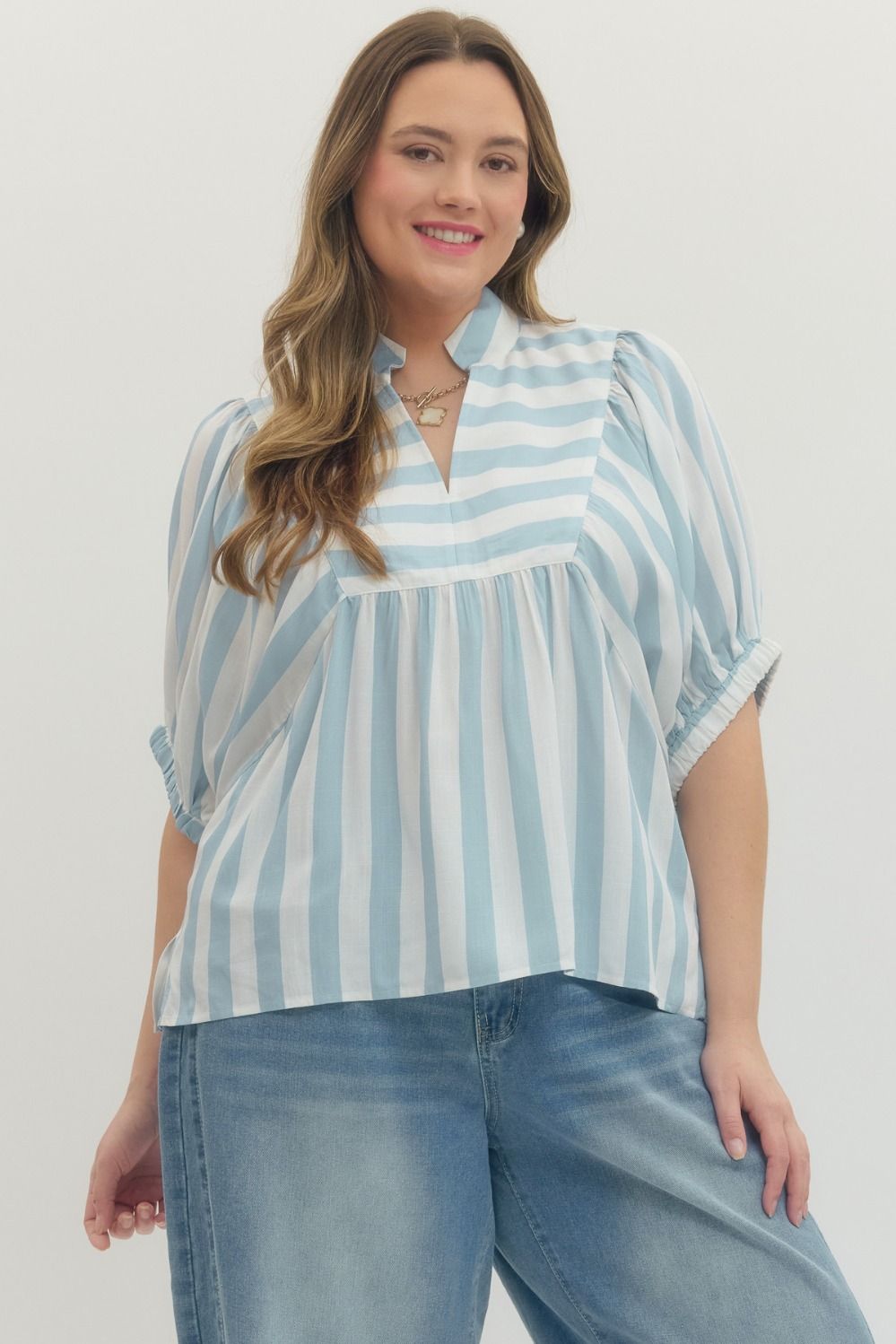 PS Lt Blue Striped Top