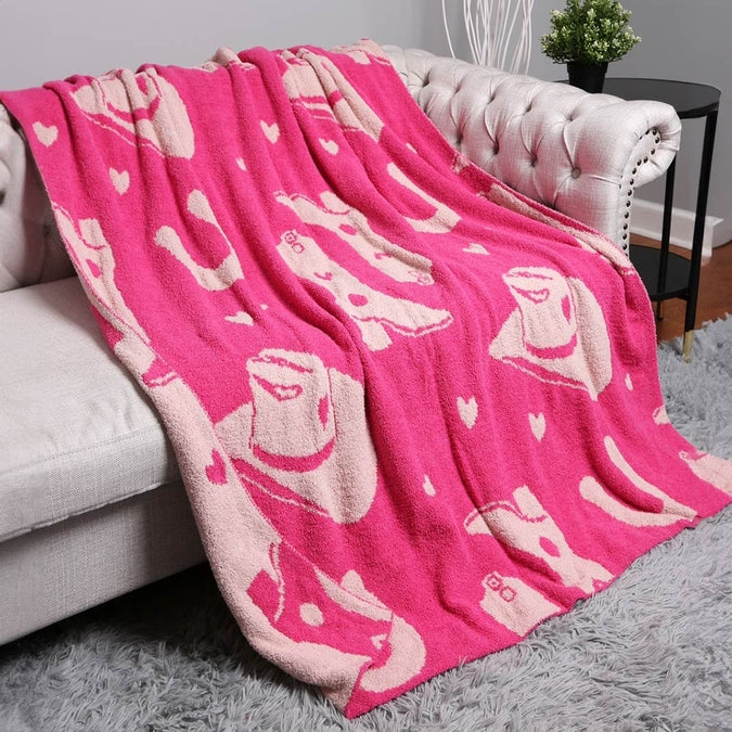 Reversible Cowboy Hat Throw Blanket