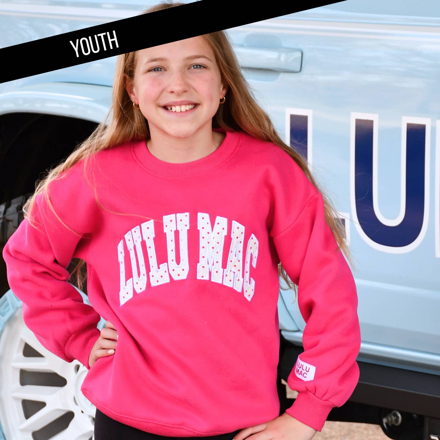 Lulu Mac|YTH Hot Pink Polka Dot Sweatshirt