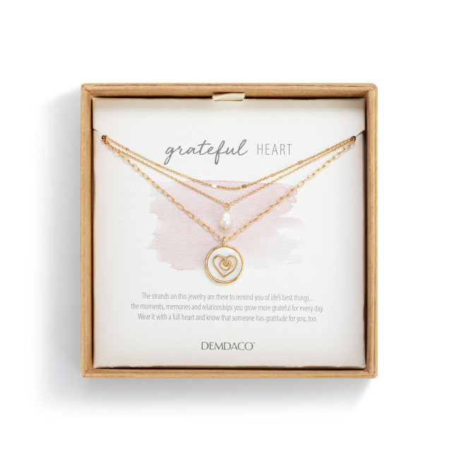 Grateful Heart Pearl Necklace - Gold