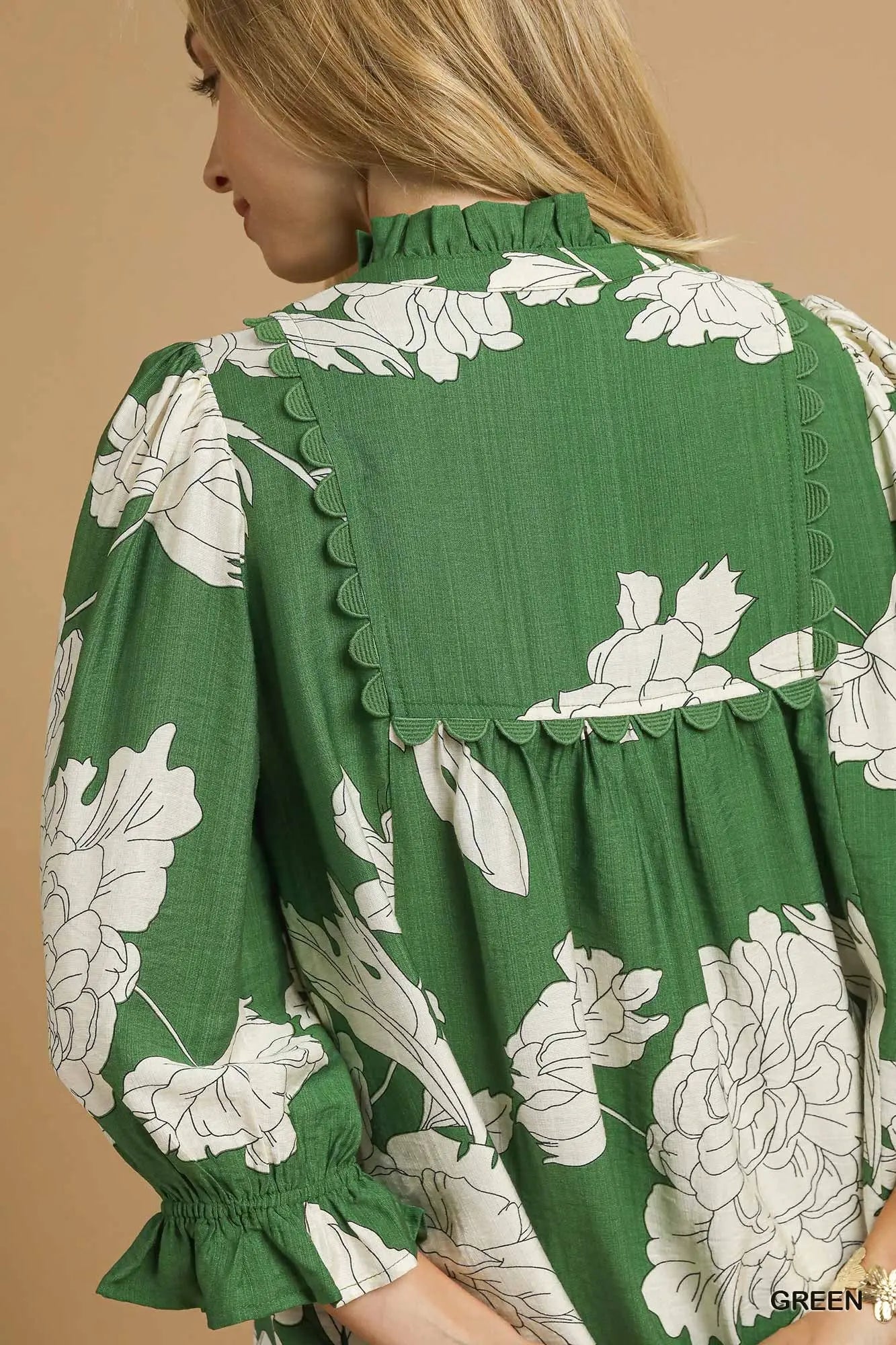 Green Floral Tiered Dress