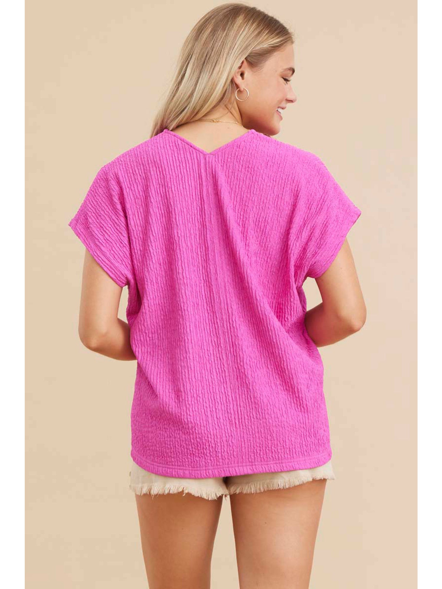 Textured V Neck Top