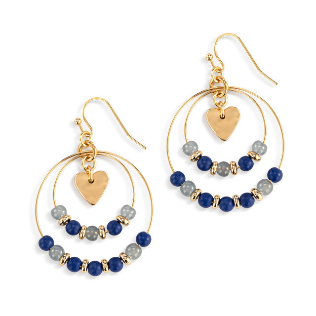 Beaded Love Earrings - Indigo