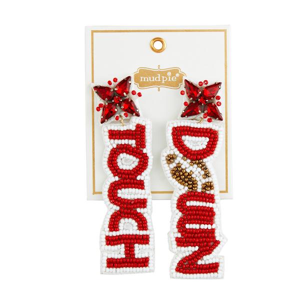 Burgundy/White Touch Down Earrings
