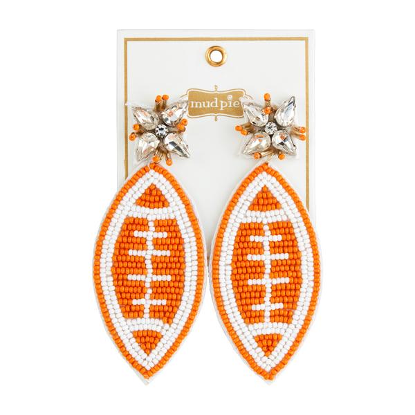 Orange/White Football Earrings