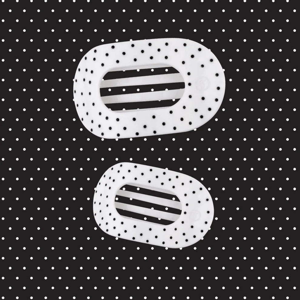 Teletie|White Polka Dot Flat Round Clip