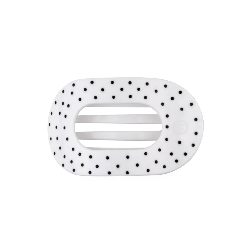 Teletie|White Polka Dot Flat Round Clip