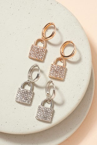 Rhinestone Locket Earrings
