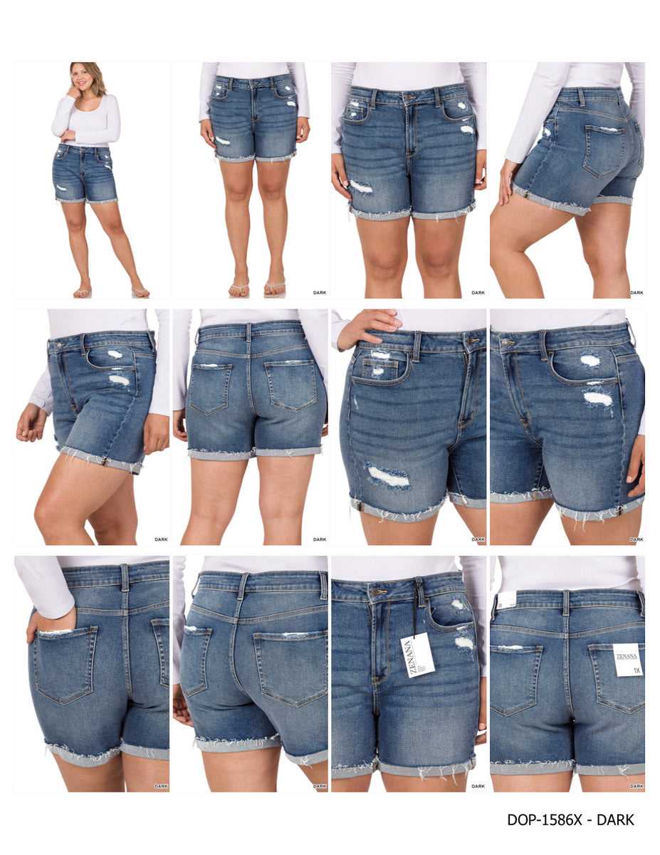 PS Distressed Cuffed Raw Shorts
