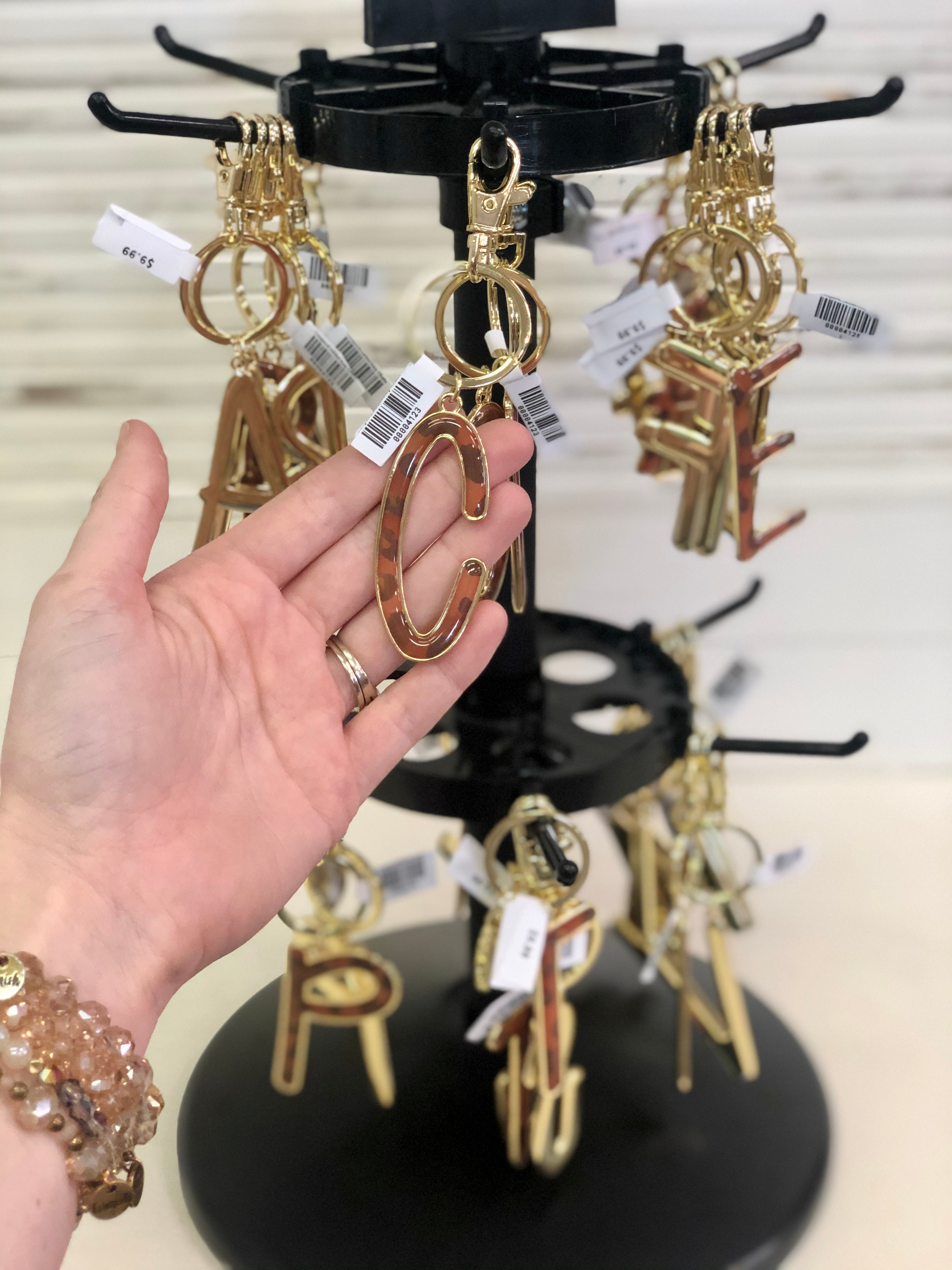 Leopard Initial Key Chain