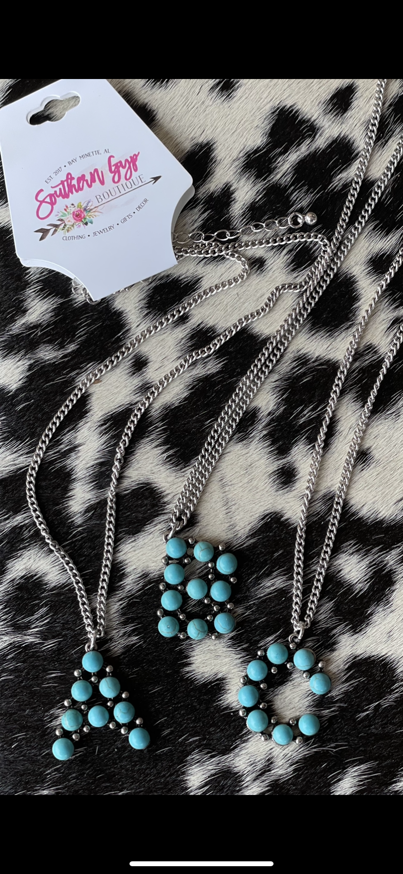 Turquoise Initial Necklace