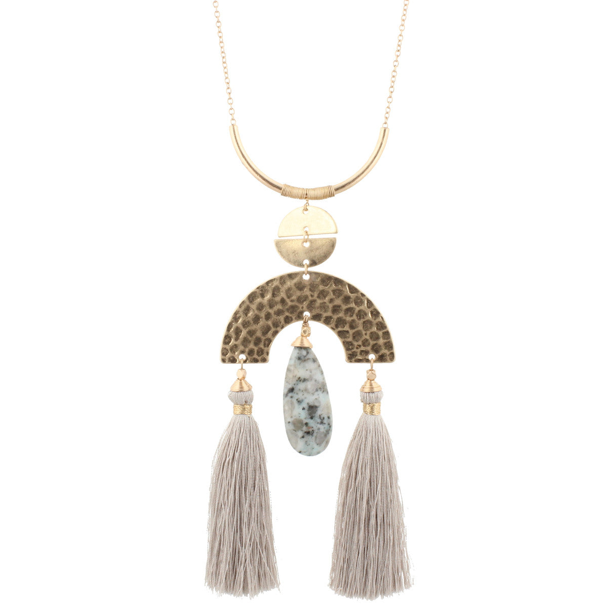 Grey Tassel Arch Necklace