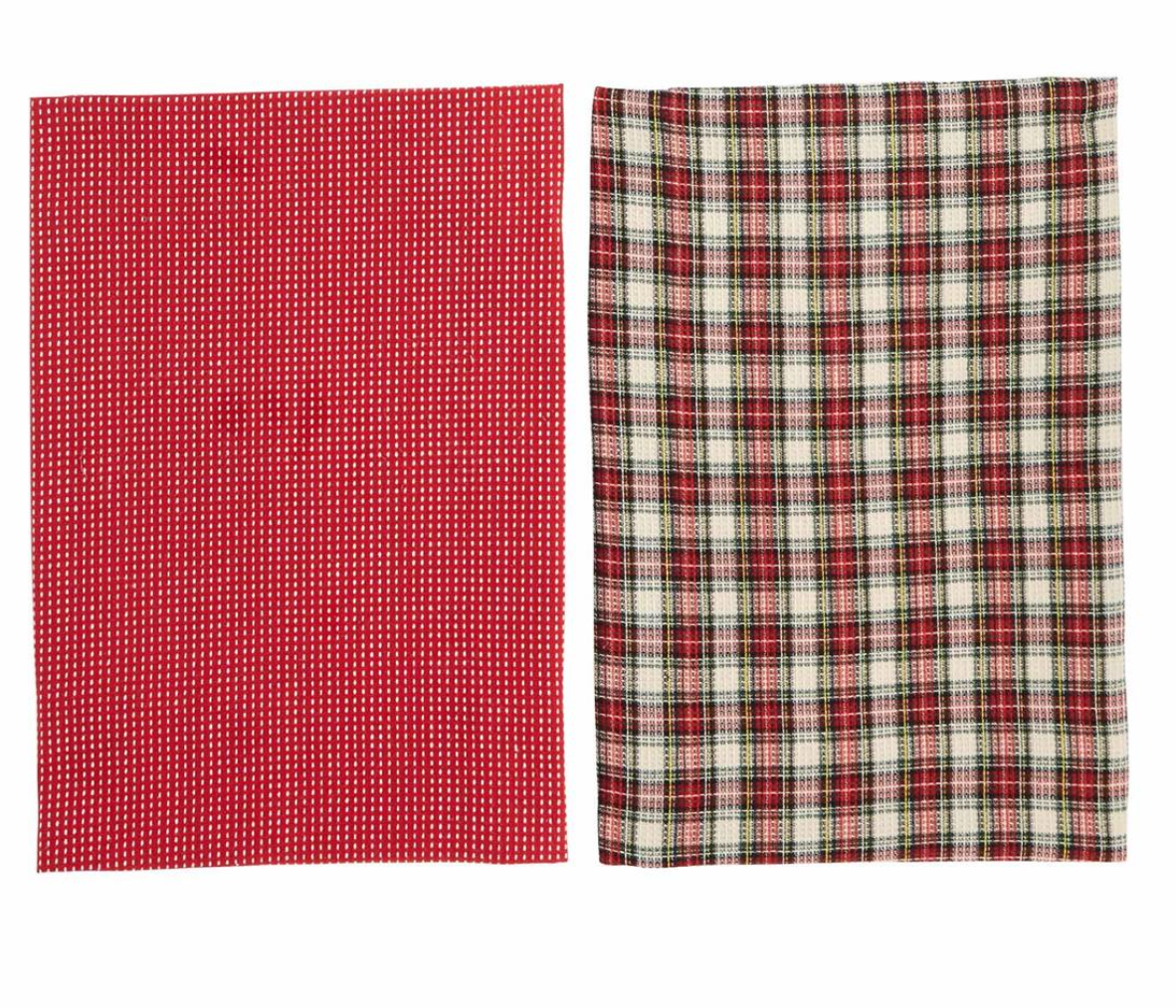 Plaid Waffle Towels