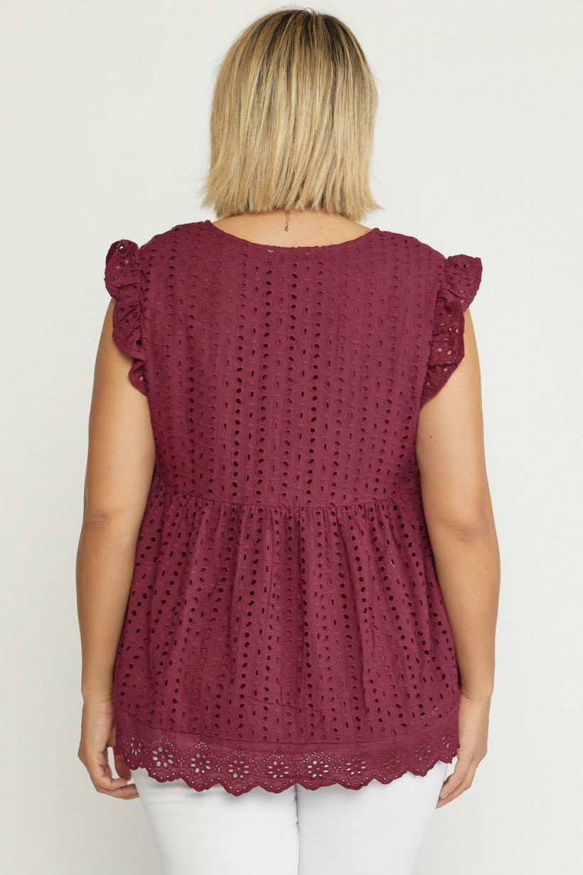 PS Burgundy Eyelet Top