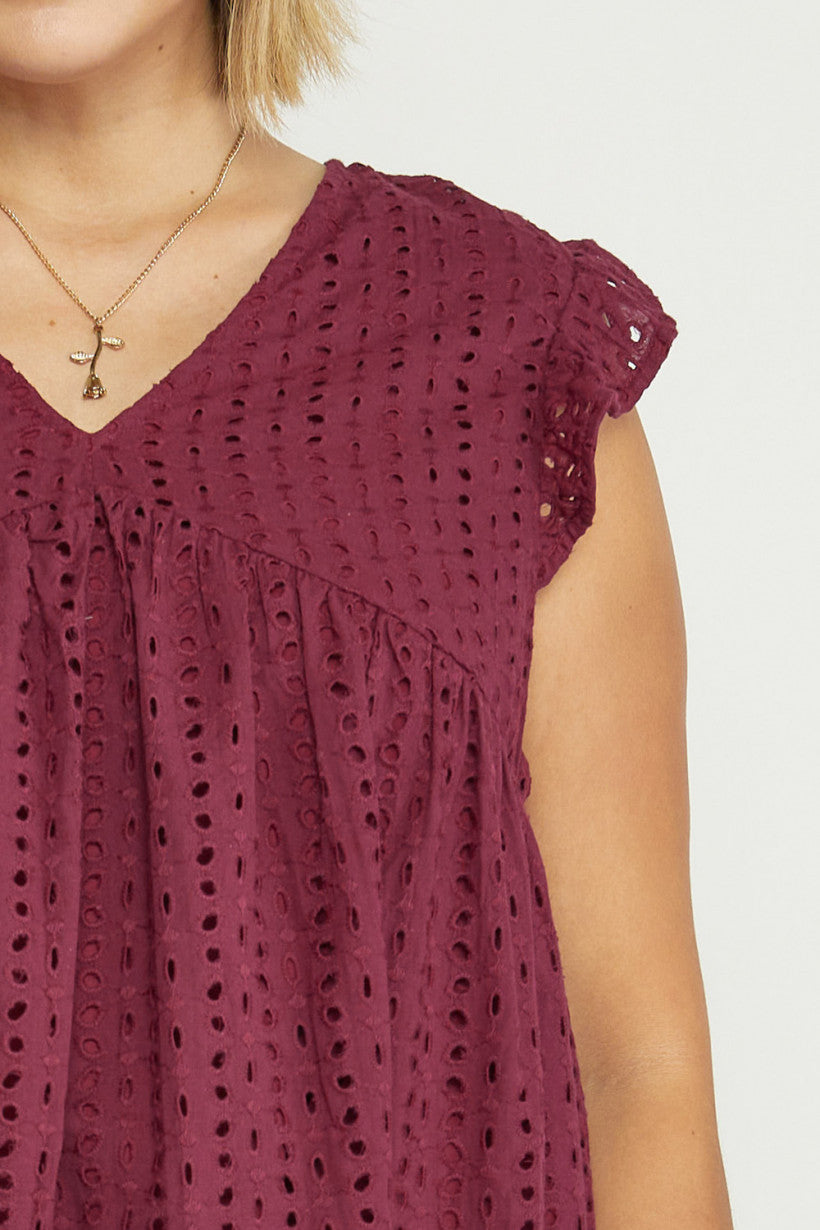 PS Burgundy Eyelet Top