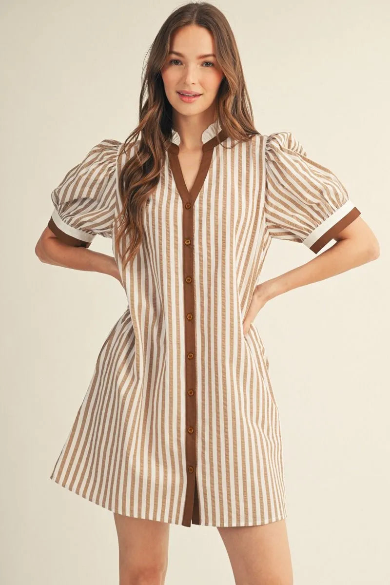 Puff Sleeve Button Down Dress