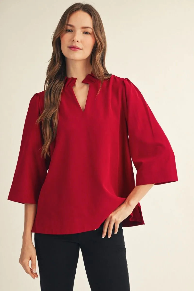 Burgundy 3/4 Sleeve Top