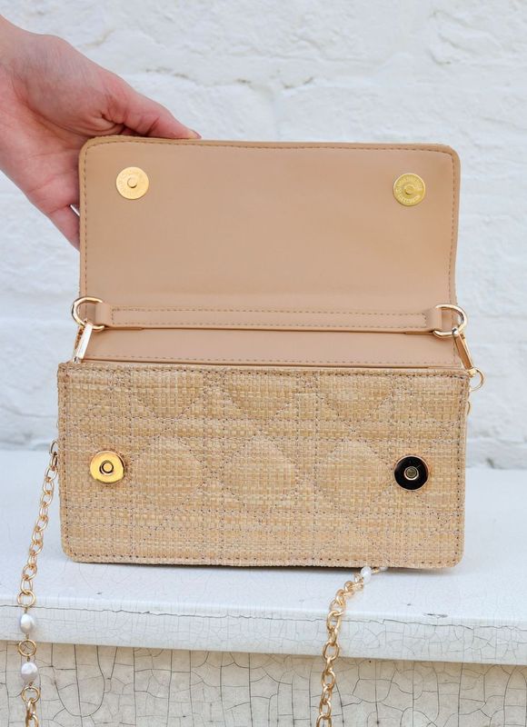 Natural Quilted Clutch Crossbody