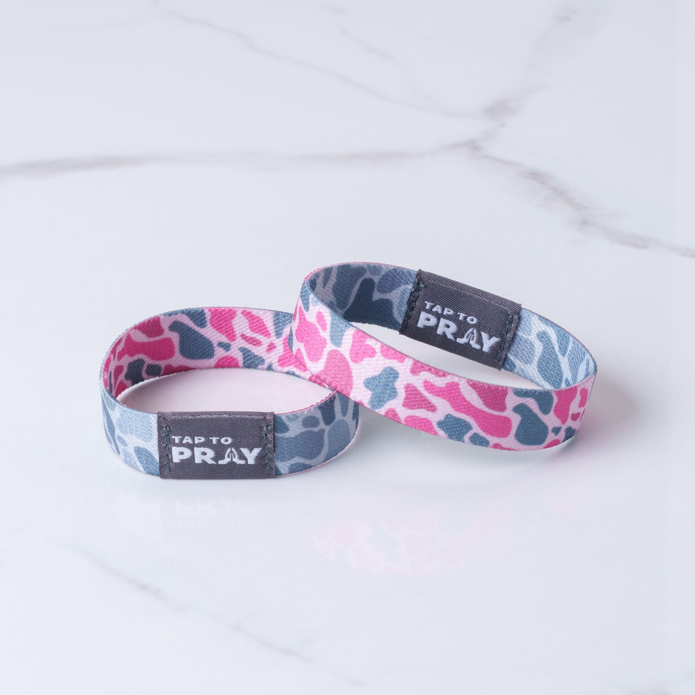 Tap To Pray® Pink River Rock Camo Wristband