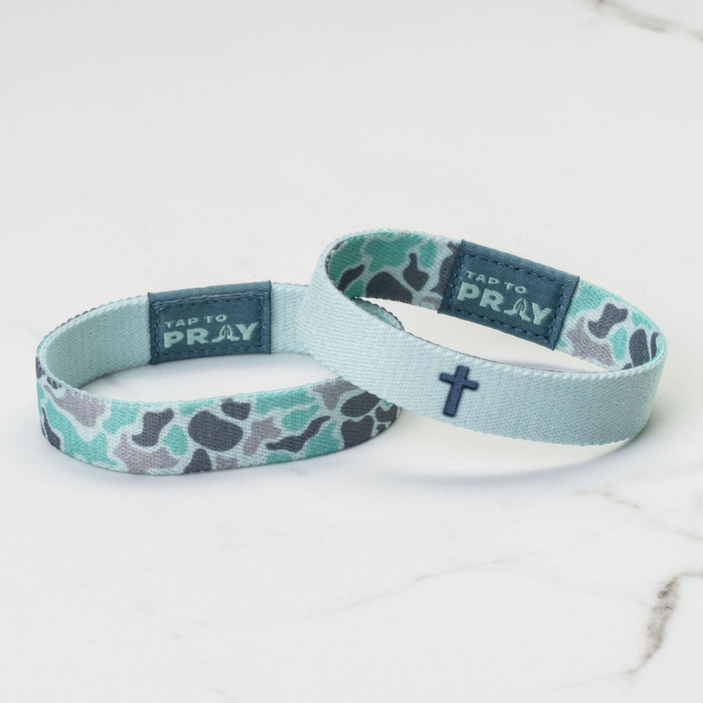Tap To Pray® Cross/River Rock Camo Wristband