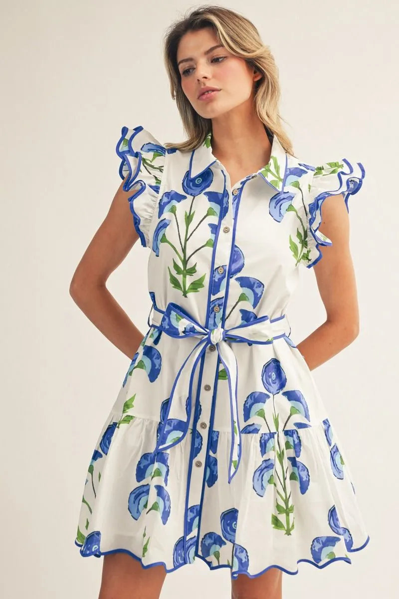 White Floral Tie Dress