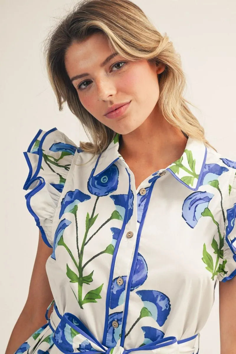 White Floral Tie Dress