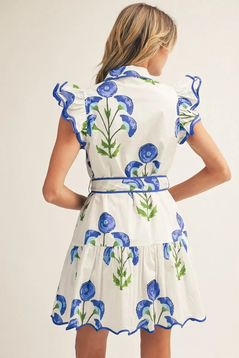 White Floral Tie Dress