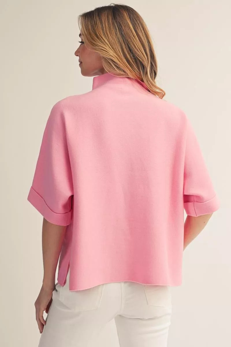 Mock Neck Soft Sweater Top