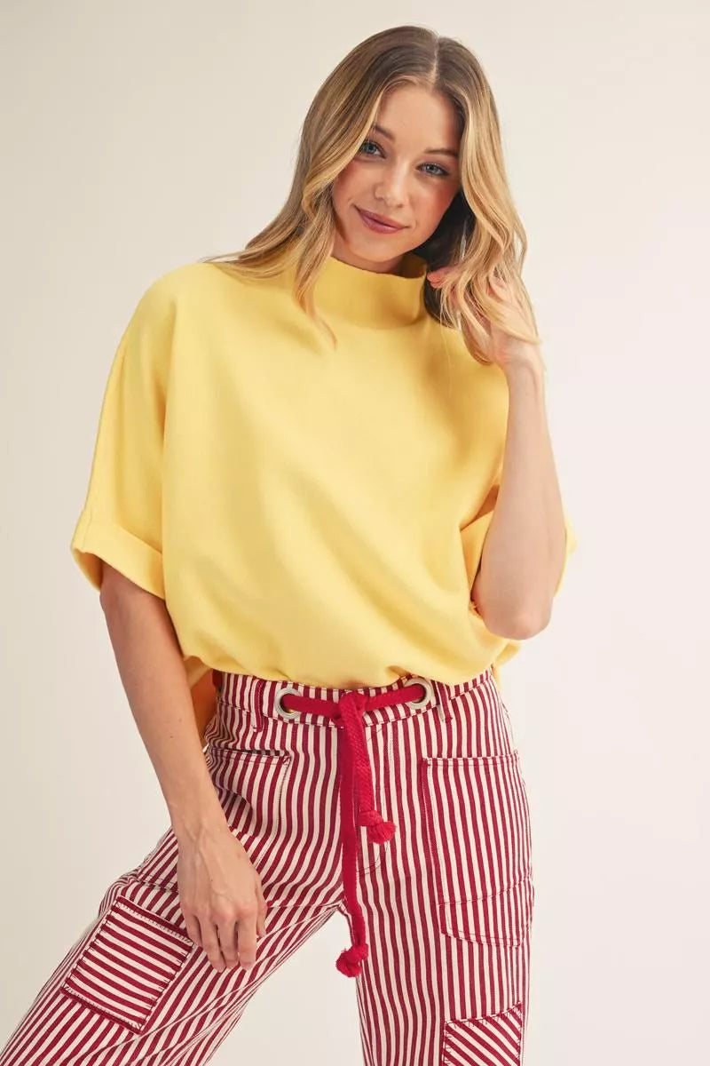 Mock Neck Soft Sweater Top
