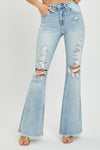 Light Distressed Flare Jeans