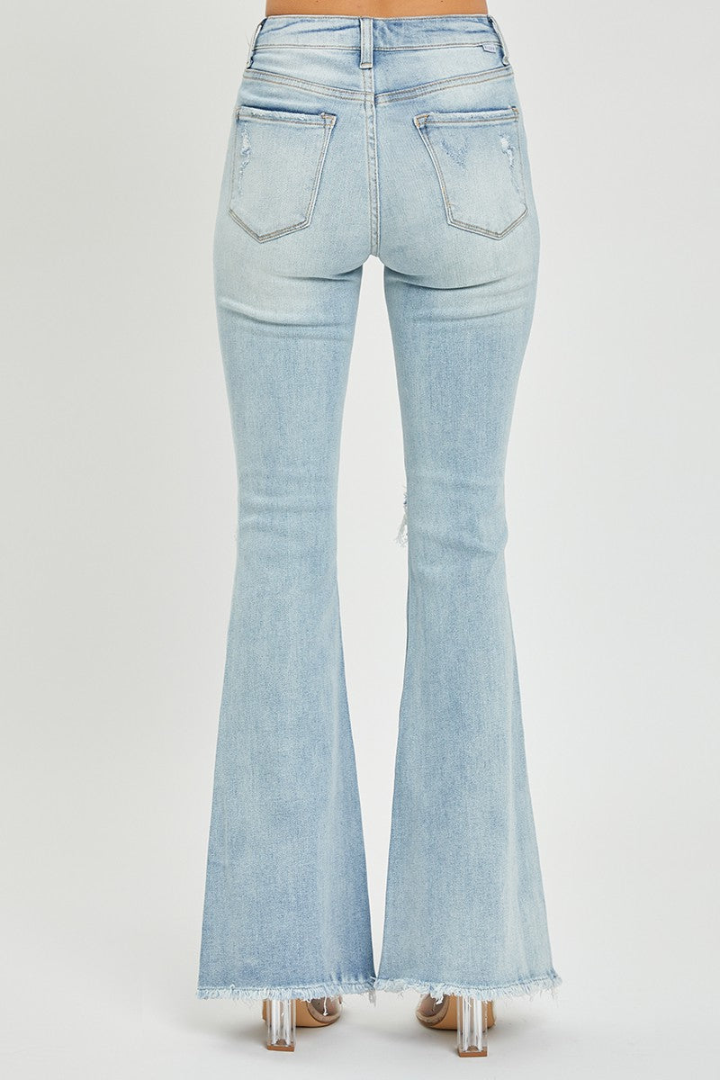 Light Distressed Flare Jeans