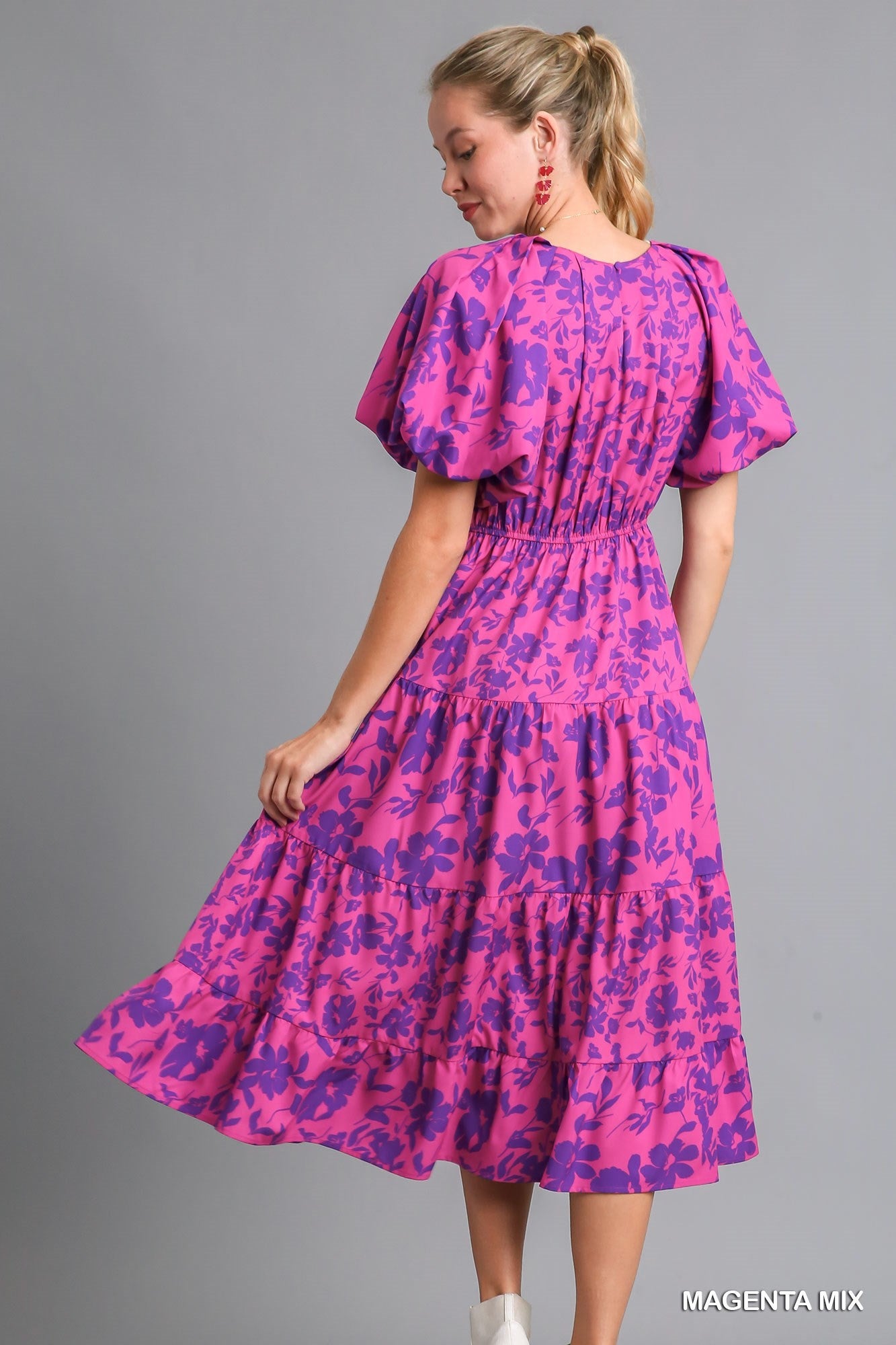 Magenta Floral Bubble Dress